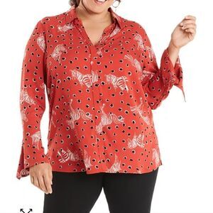 Estelle Plus Serengeti Printed Top ZEBRA Nwt  3x